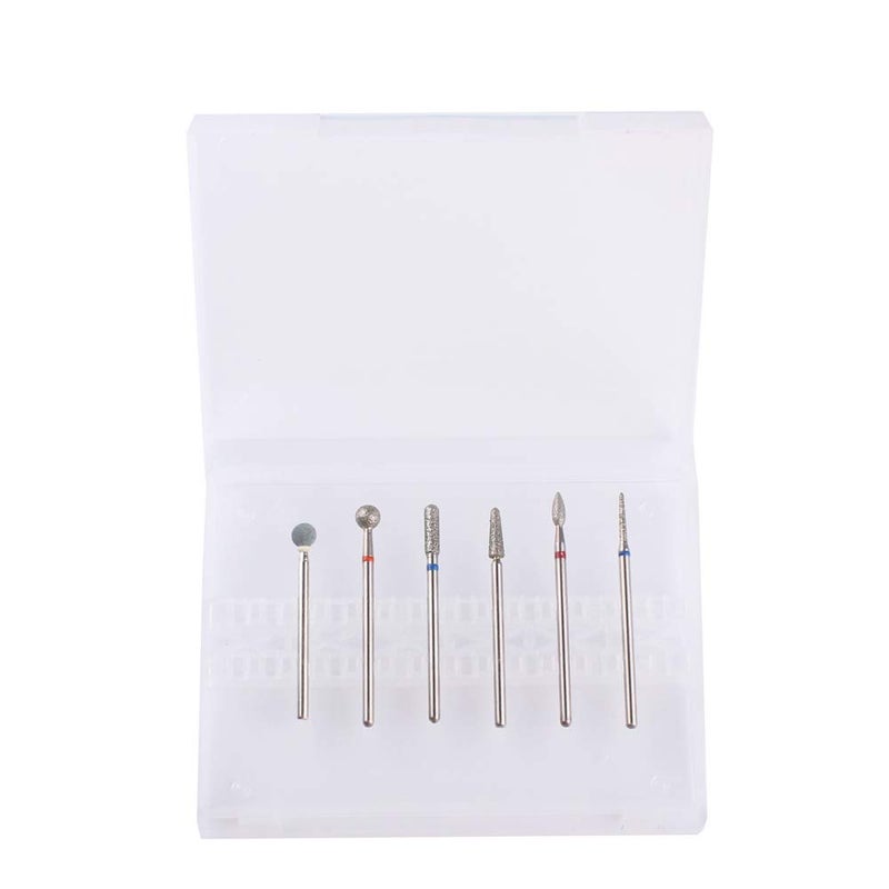 MZCMSL Russian Cuticle Drill Bit Set with Case,6pcs Cuticle Remover Bits (Needle,Ball,Flame,Cylinder,Tapered),Diamond Nail Bit Stone Bit - Image 2